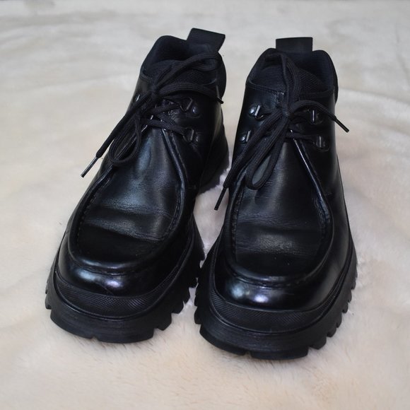 Prada Other - Prada Mens Tyrolean Brixxen Hiking Black Leather Derby Boots Size 9